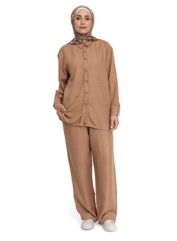 Coffee V - Linen Suit - Khotwh